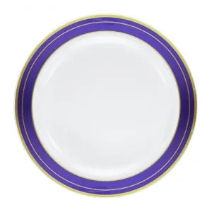 Magnificence - 9" Plastic Plates - Blue/Gold - 10 ct. (Case Qty: 120)