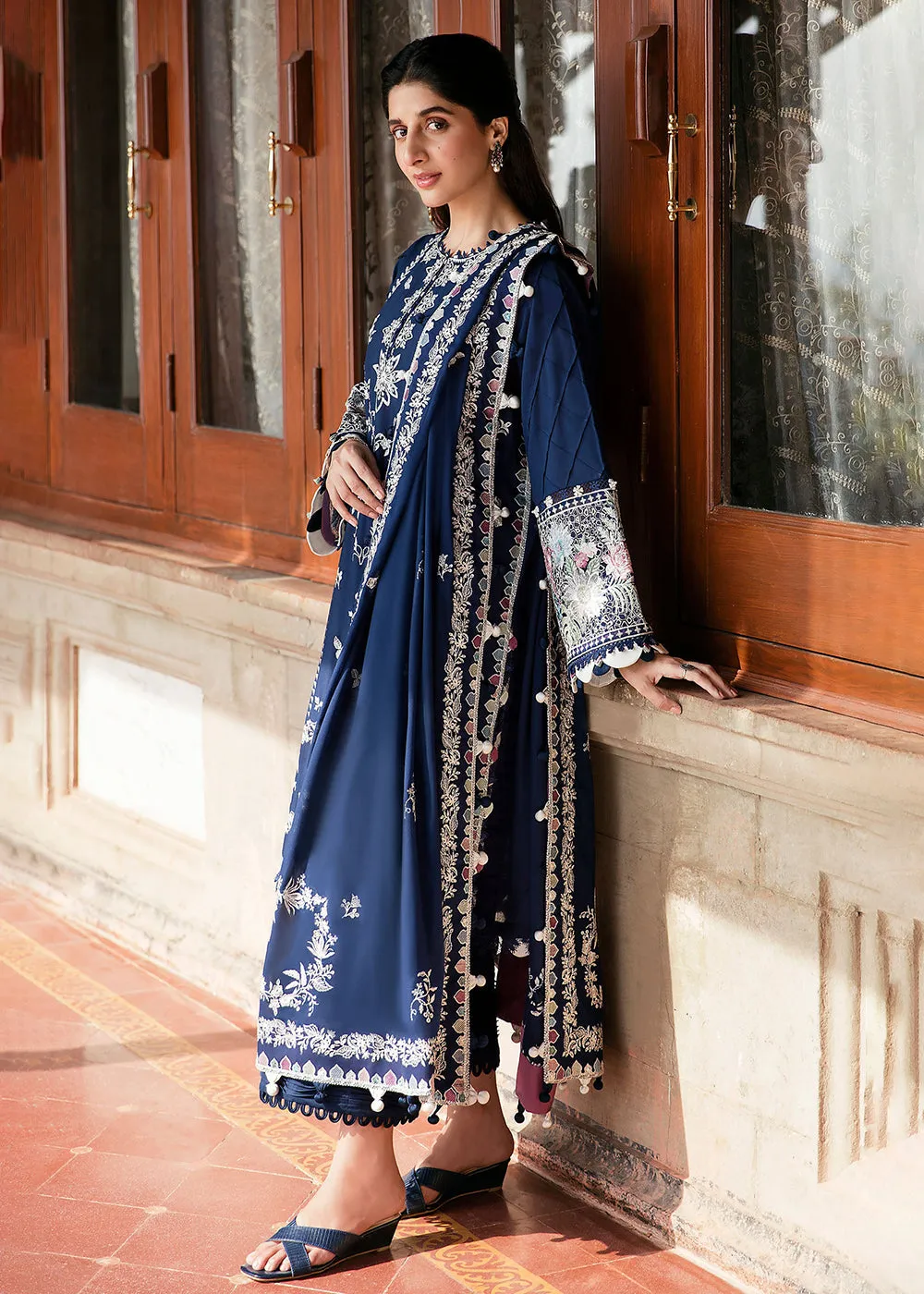 Navy Blue Luxury Lawn Suit | Zaha | Festive Lawn '23 | SERRA - ZF23-03