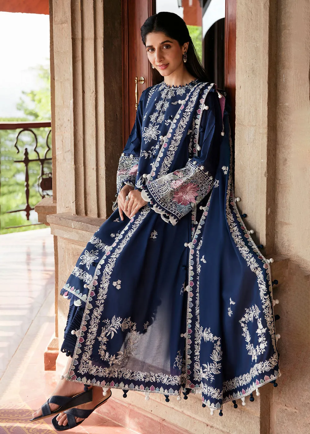 Navy Blue Luxury Lawn Suit | Zaha | Festive Lawn '23 | SERRA - ZF23-03