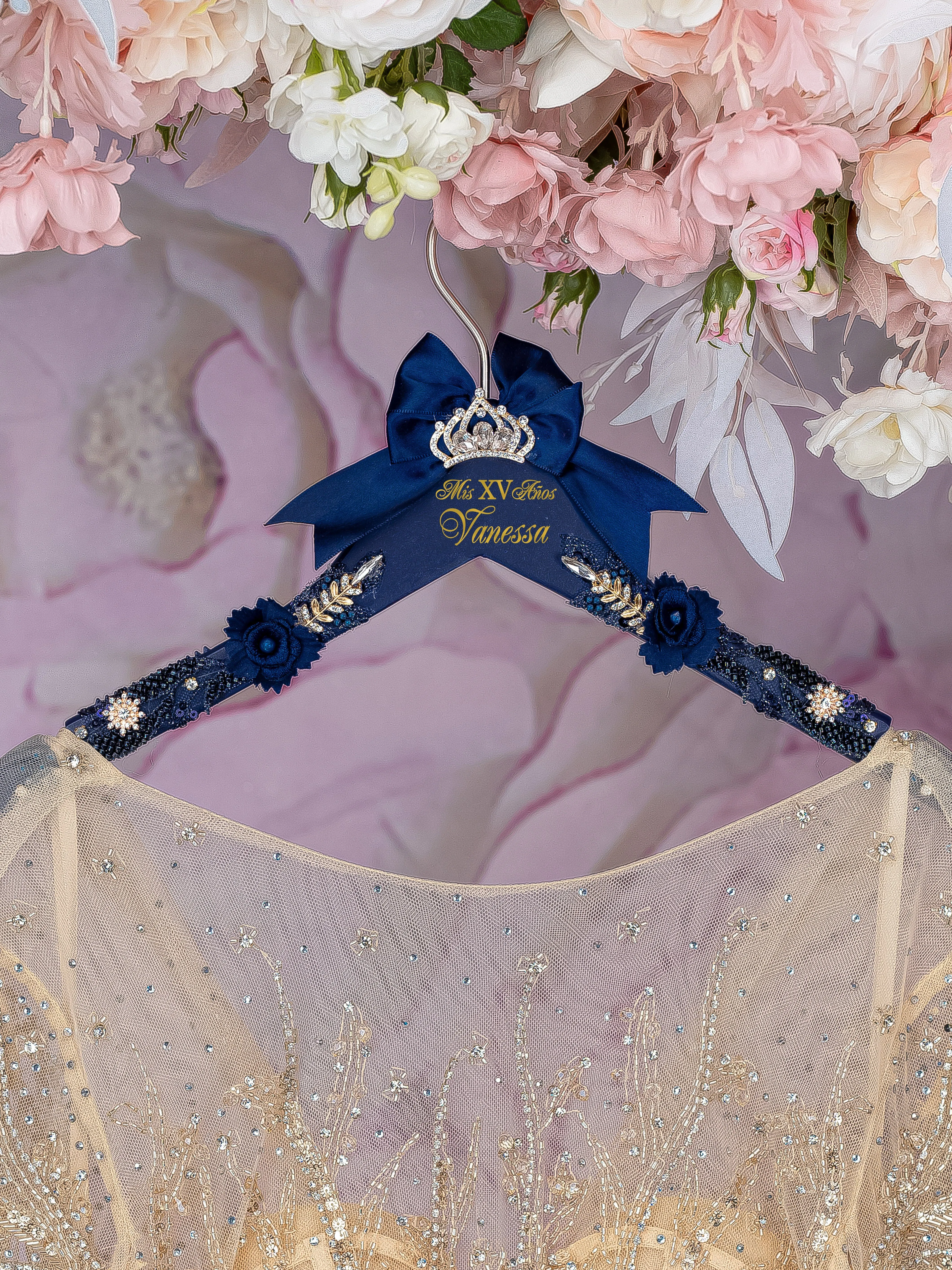 Navy blue quinceanera dress hanger