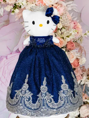 Navy Blue silver Kitty for Quinceanera