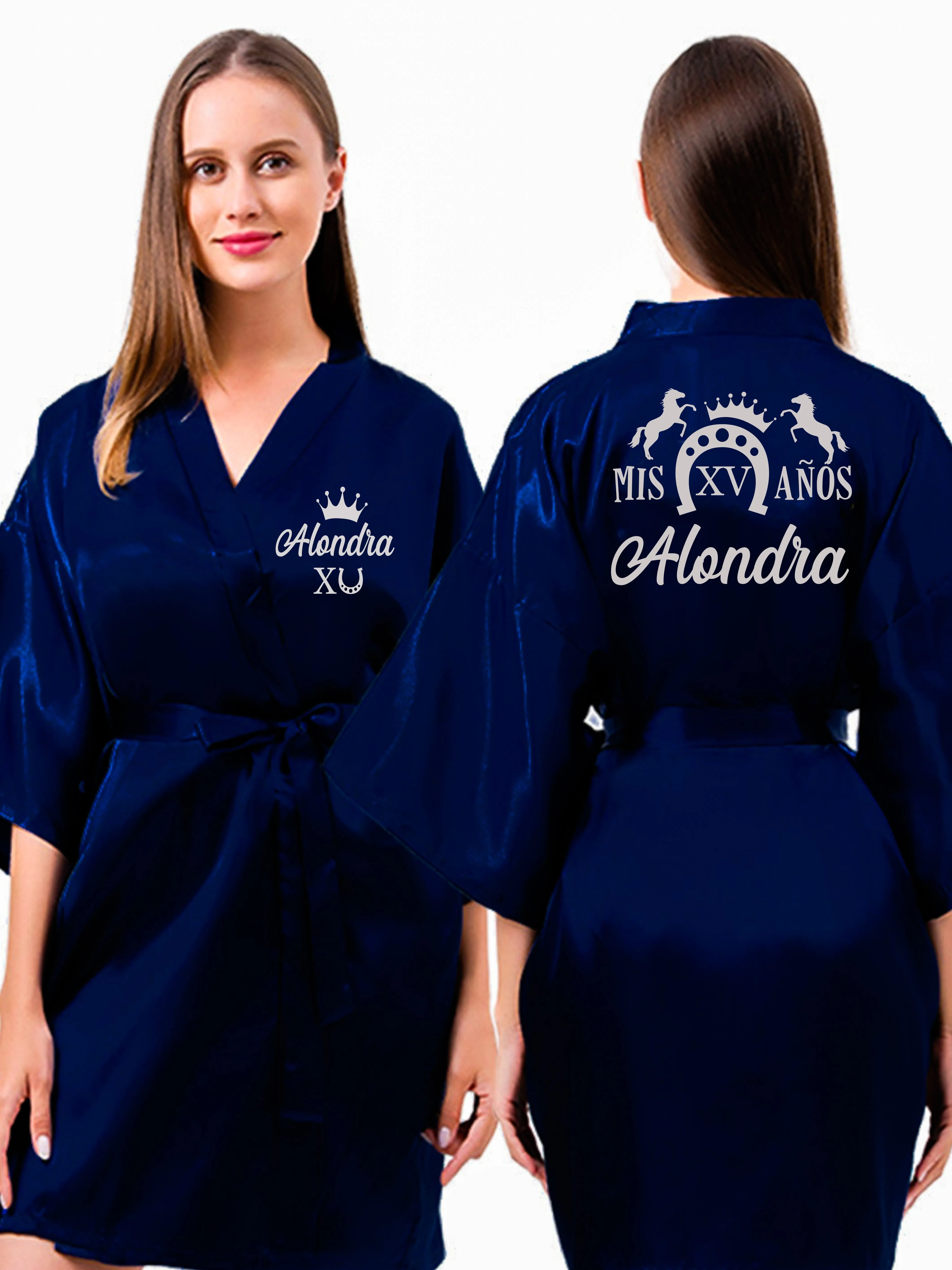 Navy blue with Silver robe for quinceanera