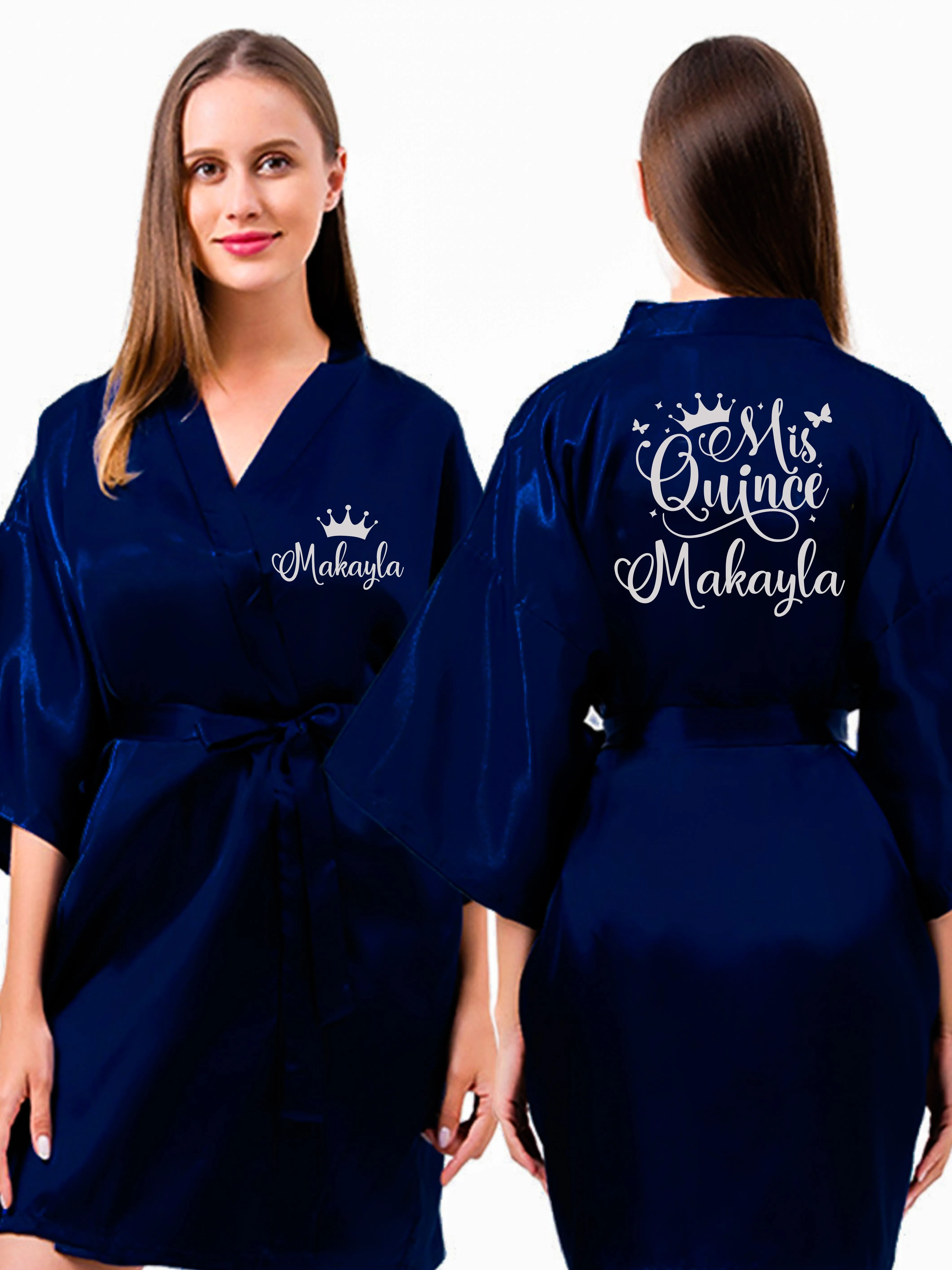 Navy blue with Silver robe for quinceanera