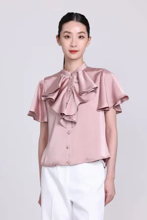 NIKO Satin Ruffle Blouse (Pink)