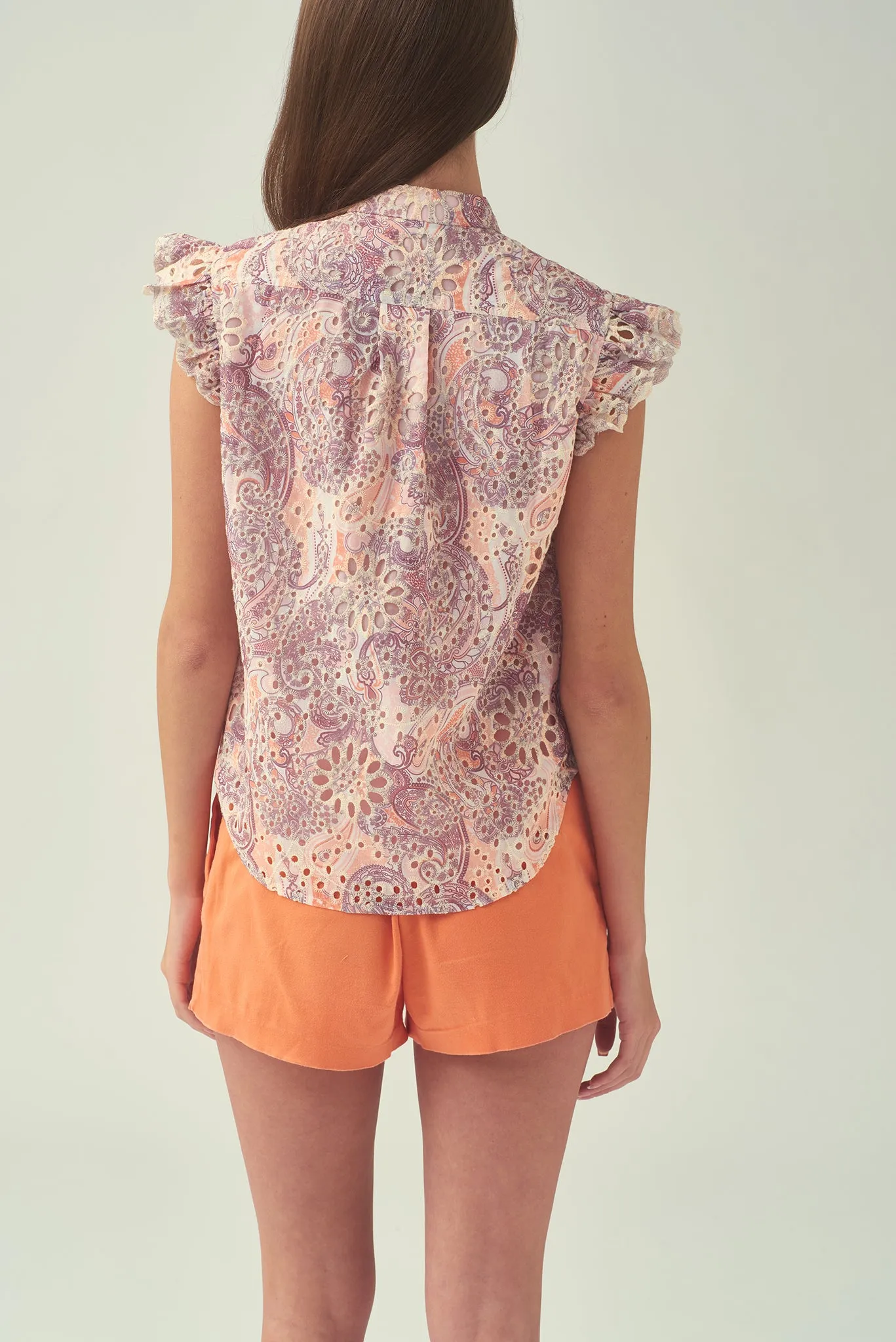 NORA Frill Shoulder Sleeveless Blouse (Blush)