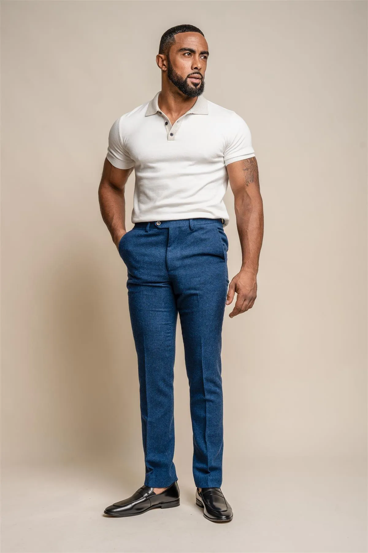 Orson Blue Tweed Slim Fit Trousers