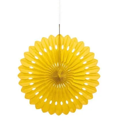 Paper Decorative Fan 16" Yellow