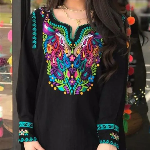 Peacock Blouse Black