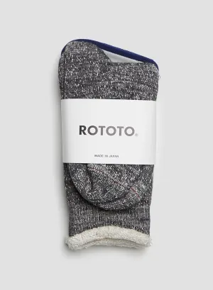 Rototo Double Face Crew Sock in Charcoal