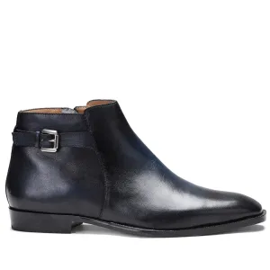 Saint Italiano Dark Blue Two Color Toned Leather Ankle Boots