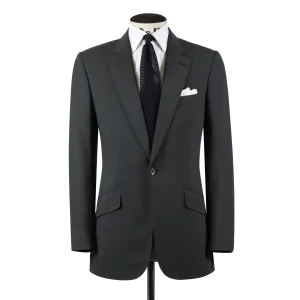 Single Breasted Notch Lapel Suit in Forest Green Tropical Wool