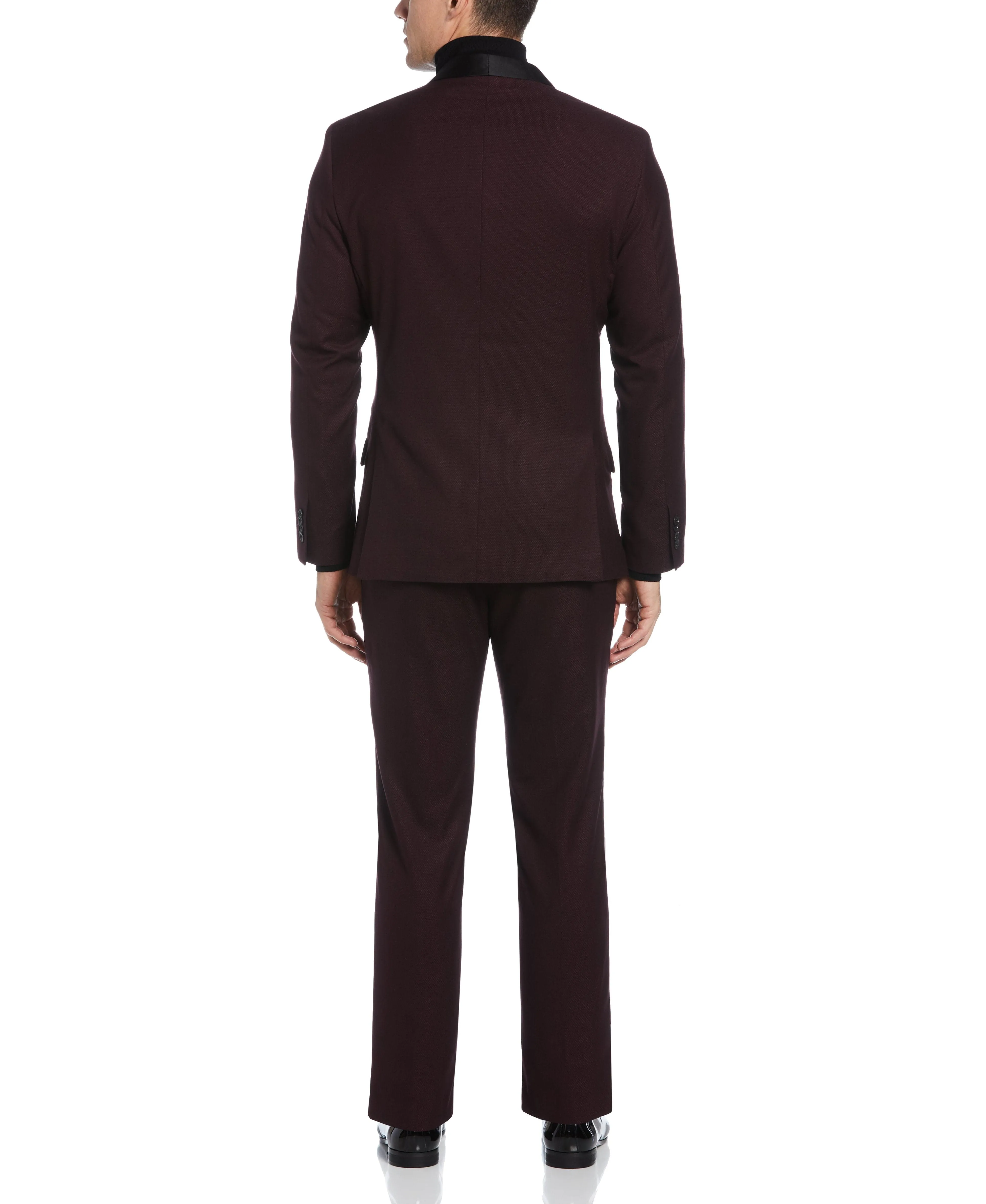 Slim Fit Burgundy Textured Tuxedo