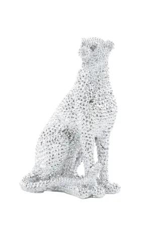 Small Sitting Leopard Sculpture.