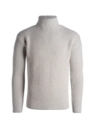 Stand-up collar sweater made of winter cotton &amp; merino wool