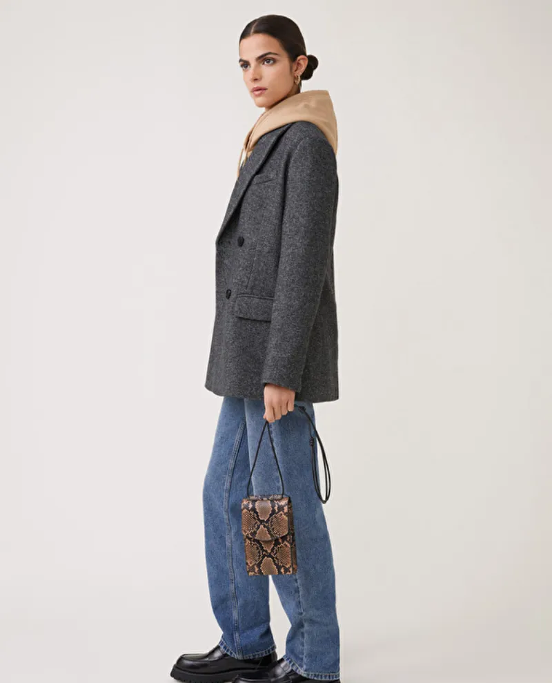 Suncoo Eka Grey Tweed Boxy Blazer