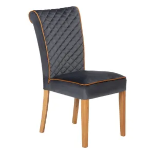 Trafford Dining Chair Opulence Charcoal Fabric and Brown Cerato Leather