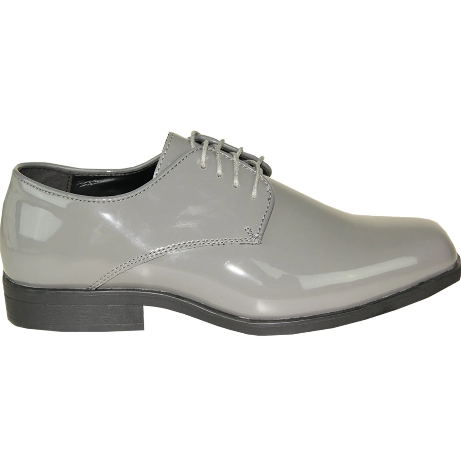 VANGELO Men Dress Shoe TUX-1 Oxford Formal Tuxedo for Prom & Wedding Grey Patent - Wide Width Available