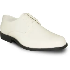 VANGELO Men Dress Shoe TUX-1 Oxford Formal Tuxedo for Prom & Wedding Ivory Patent - Wide Width Available