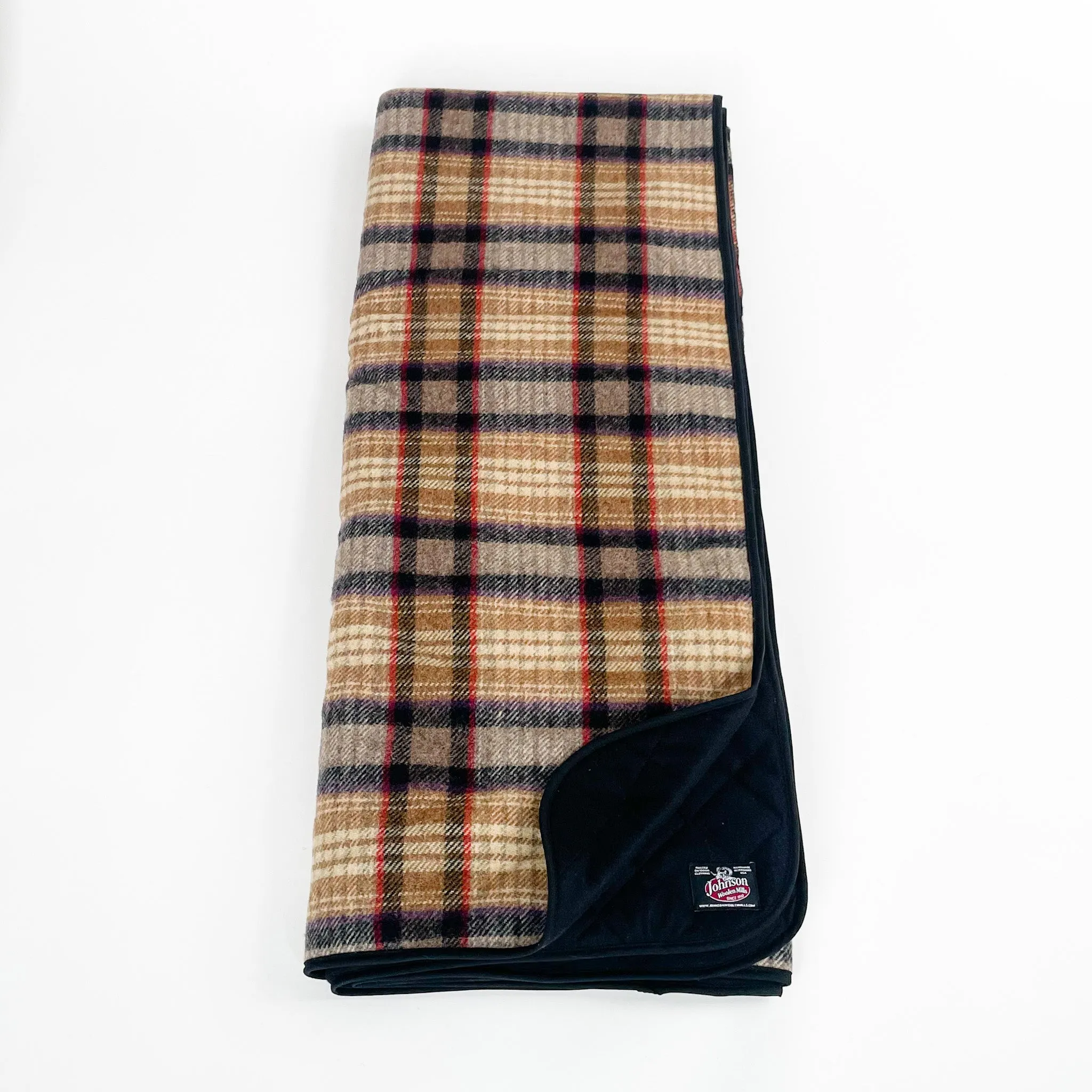 Wilderness Wool Throw Blanket - E - Gold Black Red Plaid